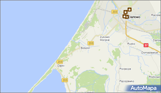 mapa Bobolin gmina Darłowo, Bobolin gmina Darłowo na mapie Targeo