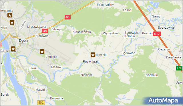 mapa Bobrowniki gmina Ryki, Bobrowniki gmina Ryki na mapie Targeo