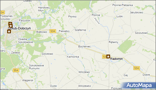 mapa Bocheniec gmina Radomin, Bocheniec gmina Radomin na mapie Targeo