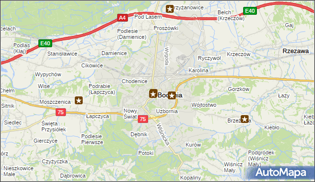 mapa Bochni, Bochnia na mapie Targeo