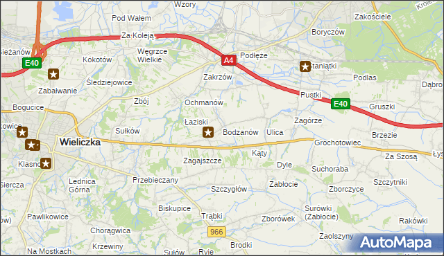 mapa Bodzanów gmina Biskupice, Bodzanów gmina Biskupice na mapie Targeo