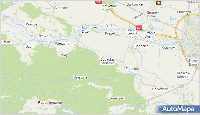 mapa Bogacka Szklarnia, Bogacka Szklarnia na mapie Targeo