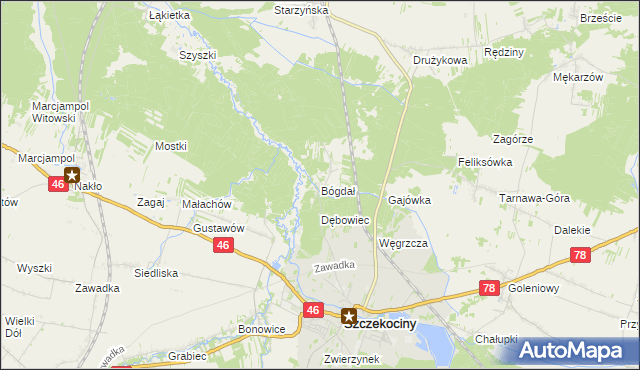 mapa Bógdał, Bógdał na mapie Targeo