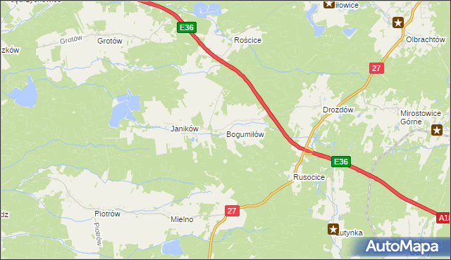 mapa Bogumiłów gmina Żary, Bogumiłów gmina Żary na mapie Targeo
