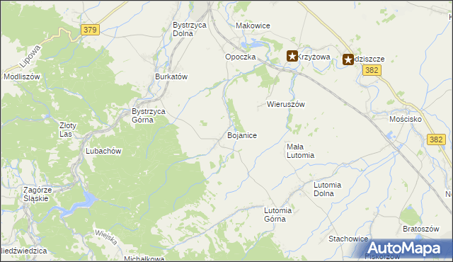 mapa Bojanice gmina Świdnica, Bojanice gmina Świdnica na mapie Targeo