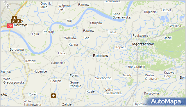 mapa Bolesław powiat dąbrowski, Bolesław powiat dąbrowski na mapie Targeo