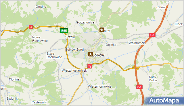 mapa Bolków powiat jaworski, Bolków powiat jaworski na mapie Targeo