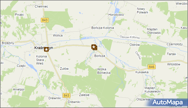 mapa Bończa gmina Kraśniczyn, Bończa gmina Kraśniczyn na mapie Targeo