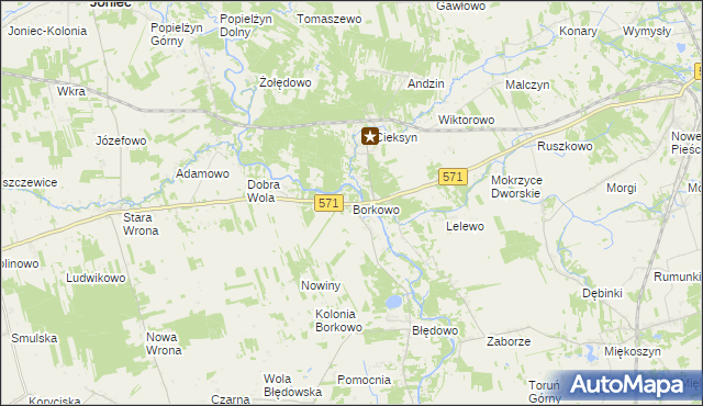 mapa Borkowo gmina Nasielsk, Borkowo gmina Nasielsk na mapie Targeo