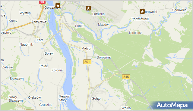 mapa Borowina gmina Puławy, Borowina gmina Puławy na mapie Targeo