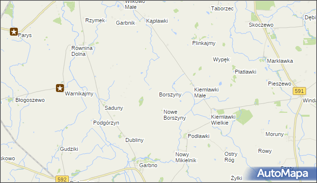mapa Borszyny, Borszyny na mapie Targeo