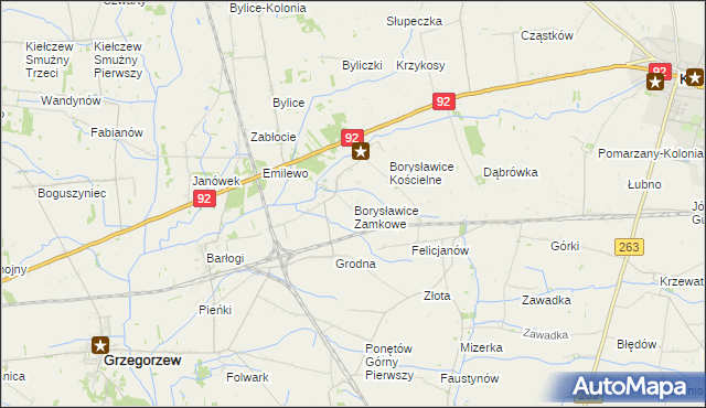 mapa Borysławice Zamkowe, Borysławice Zamkowe na mapie Targeo