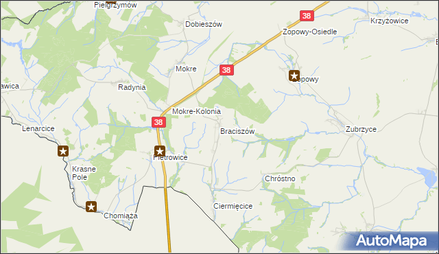 mapa Braciszów, Braciszów na mapie Targeo