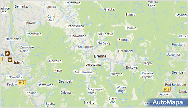 mapa Brenna, Brenna na mapie Targeo