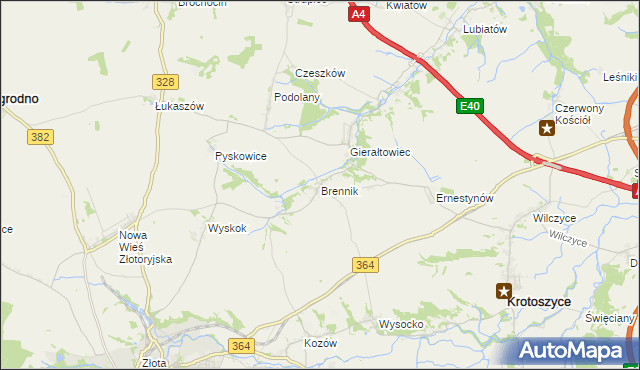 mapa Brennik gmina Złotoryja, Brennik gmina Złotoryja na mapie Targeo