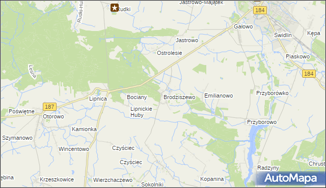 mapa Brodziszewo, Brodziszewo na mapie Targeo