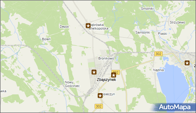 mapa Bronikowo gmina Zbąszynek, Bronikowo gmina Zbąszynek na mapie Targeo