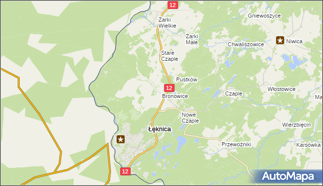 mapa Bronowice gmina Trzebiel, Bronowice gmina Trzebiel na mapie Targeo