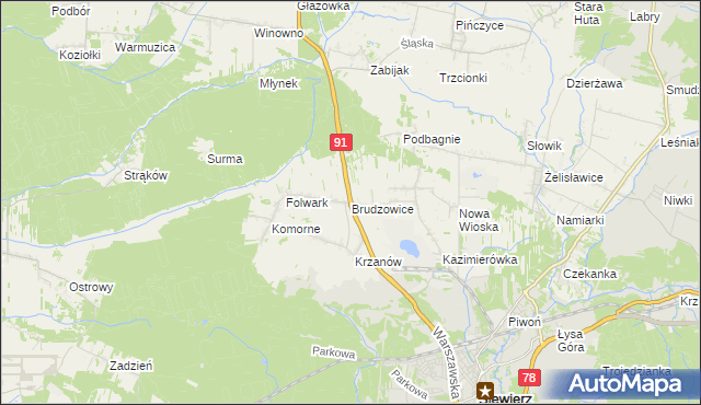 mapa Brudzowice, Brudzowice na mapie Targeo