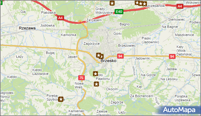 mapa Brzesko, Brzesko na mapie Targeo