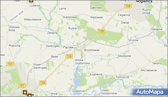 mapa Brzostowiec, Brzostowiec na mapie Targeo