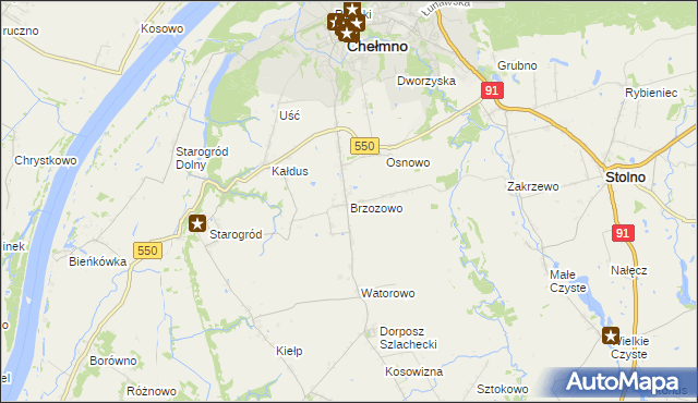 mapa Brzozowo gmina Kijewo Królewskie, Brzozowo gmina Kijewo Królewskie na mapie Targeo