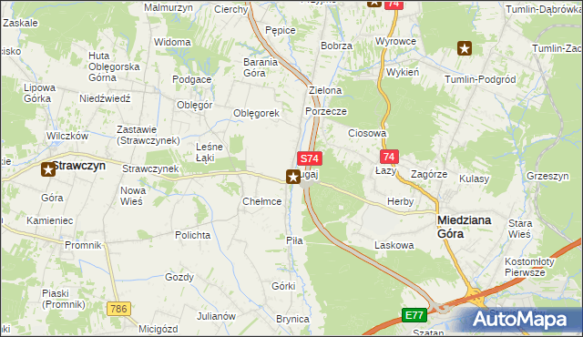 mapa Bugaj gmina Strawczyn, Bugaj gmina Strawczyn na mapie Targeo