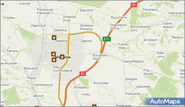 mapa Bukowska Wola, Bukowska Wola na mapie Targeo