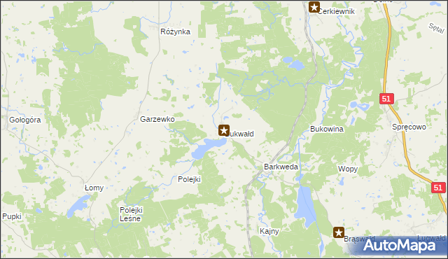 mapa Bukwałd, Bukwałd na mapie Targeo