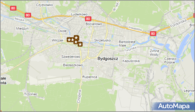 mapa Bydgoszczy, Bydgoszcz na mapie Targeo