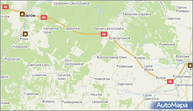 mapa Bystrzanowice-Dwór, Bystrzanowice-Dwór na mapie Targeo