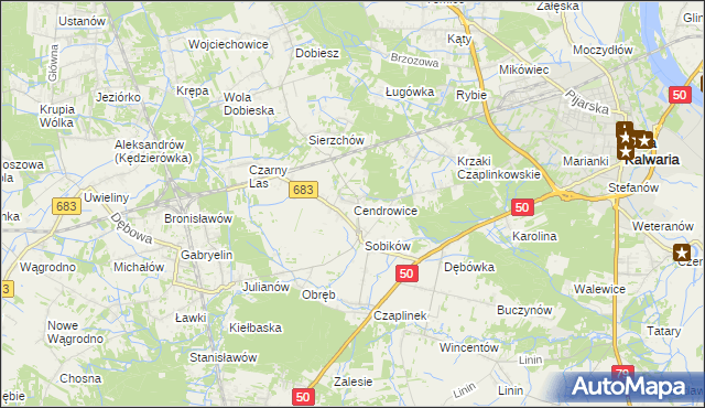 mapa Cendrowice, Cendrowice na mapie Targeo