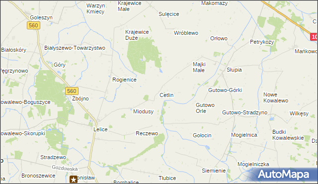 mapa Cetlin, Cetlin na mapie Targeo