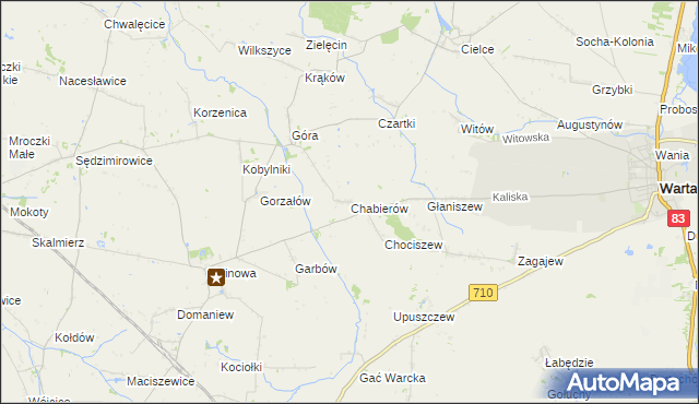 mapa Chabierów, Chabierów na mapie Targeo