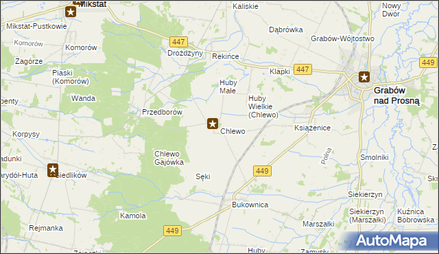 mapa Chlewo gmina Grabów nad Prosną, Chlewo gmina Grabów nad Prosną na mapie Targeo