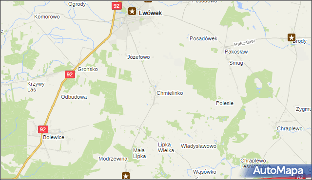 mapa Chmielinko, Chmielinko na mapie Targeo