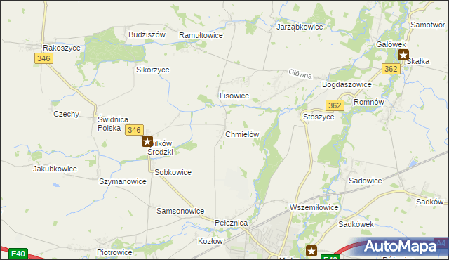 mapa Chmielów gmina Kostomłoty, Chmielów gmina Kostomłoty na mapie Targeo