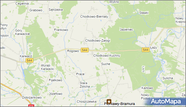 mapa Chodkowo-Kuchny, Chodkowo-Kuchny na mapie Targeo