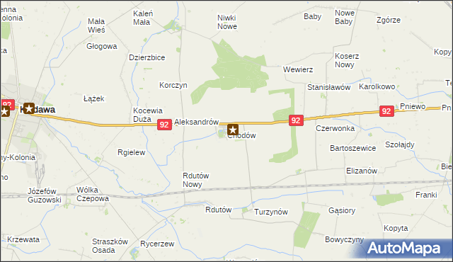 mapa Chodów powiat kolski, Chodów powiat kolski na mapie Targeo