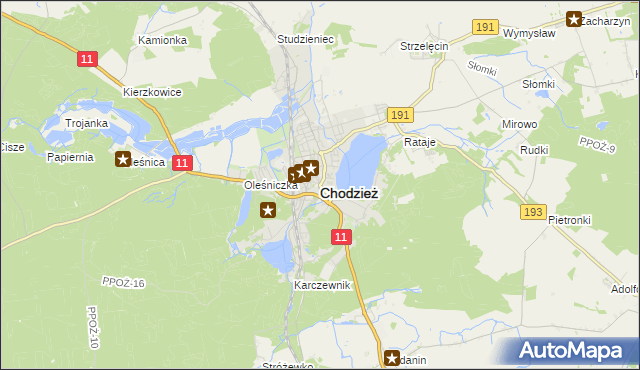 mapa Chodzież, Chodzież na mapie Targeo