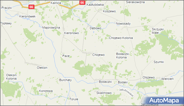 mapa Chojewo, Chojewo na mapie Targeo