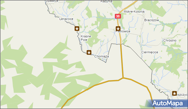 mapa Chomiąża gmina Głubczyce, Chomiąża gmina Głubczyce na mapie Targeo