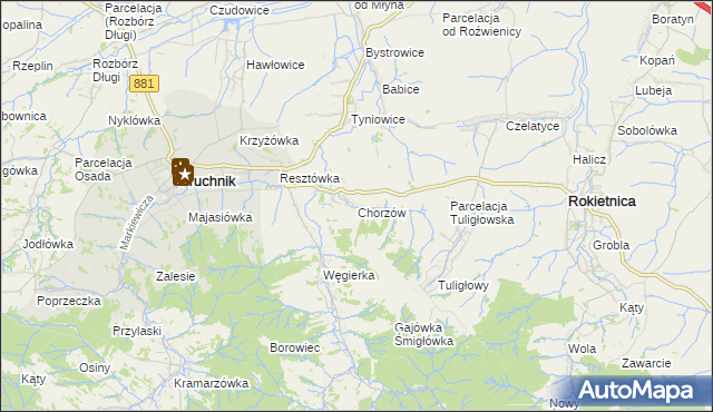 mapa Chorzów gmina Roźwienica, Chorzów gmina Roźwienica na mapie Targeo