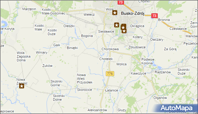 mapa Chotelek, Chotelek na mapie Targeo