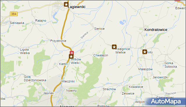 mapa Chwalęcin gmina Niemcza, Chwalęcin gmina Niemcza na mapie Targeo