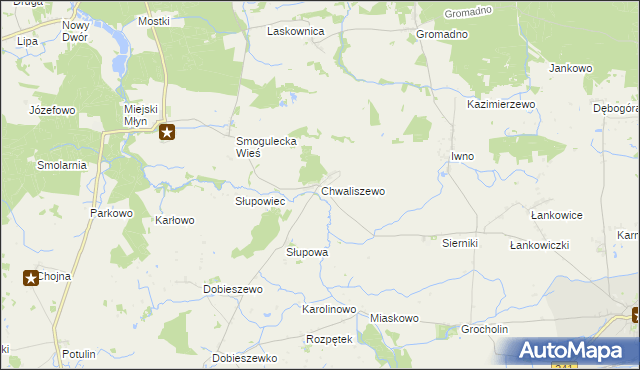 mapa Chwaliszewo gmina Kcynia, Chwaliszewo gmina Kcynia na mapie Targeo