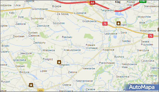 mapa Cichawa, Cichawa na mapie Targeo