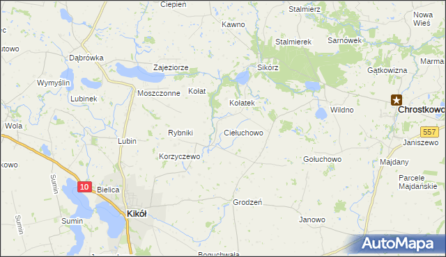 mapa Ciełuchowo, Ciełuchowo na mapie Targeo