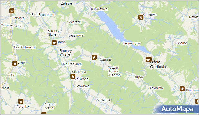 mapa Czarna gmina Uście Gorlickie, Czarna gmina Uście Gorlickie na mapie Targeo