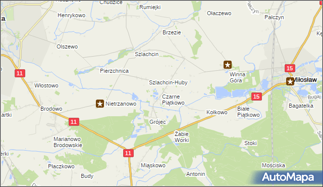 mapa Czarne Piątkowo, Czarne Piątkowo na mapie Targeo
